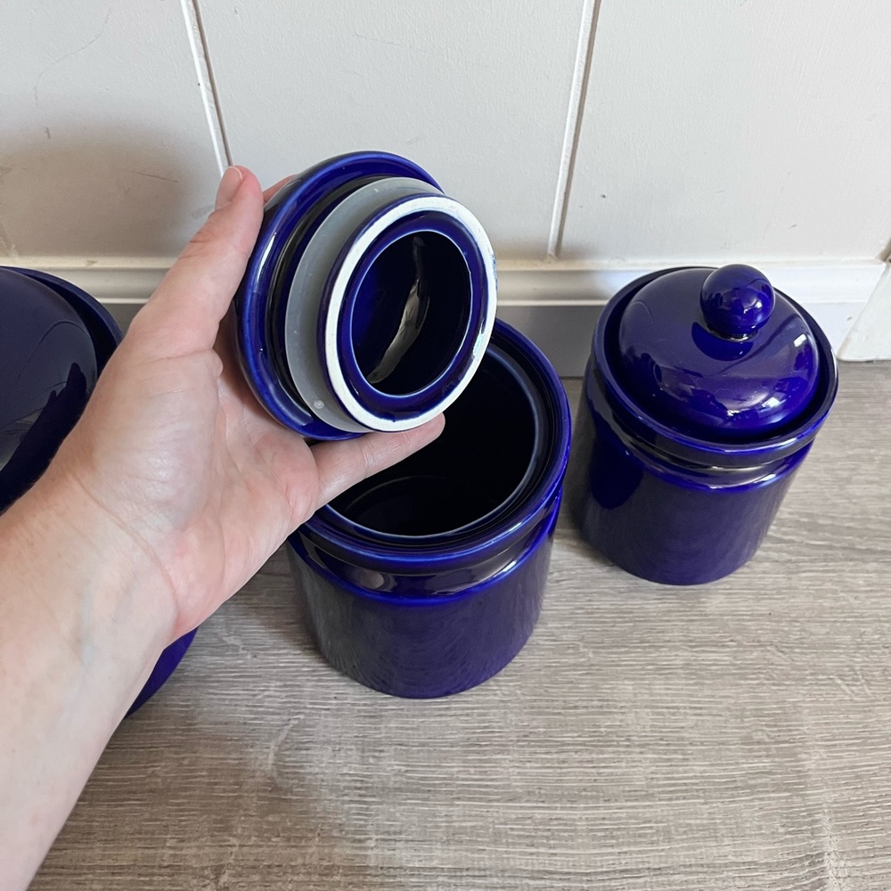 Vintage Cobalt Blue Kitchen Canisters - Picture 2 of 2